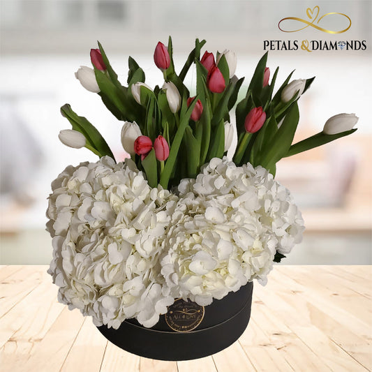 Sweet tulips and hydrangeas